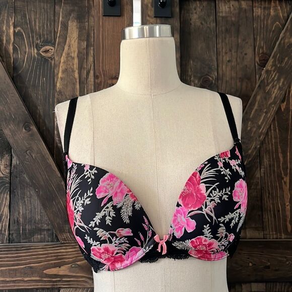 Victorias Secret DREAM ANGELS PUSH-UP PIGEONNANT Floral bra Sz-34D - Picture 1 of 9
